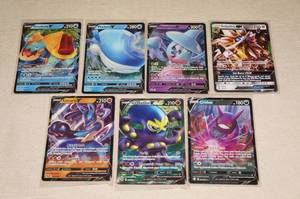 lot 68 image: 7 Full Art Holo Pokemon Cards - Wailord, Lucario, Grapploct