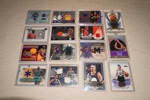 lot 77 image: Basketball Patch and Insert Cards - Malone, Iverson, LJ, Stockton
