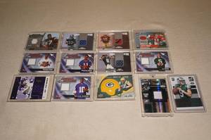 lot 80 image: Football Jersey Insert Cards - Culpepper, Moss, Hawk