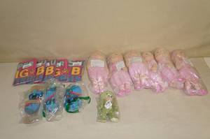 lot 110 image: NEW Stuffed Dolls, Big Sister Capes, Slippers
