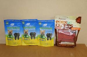 lot 150 image: Ark Naturals Brushless Toothpaste and Pork Chomps Dog Treats