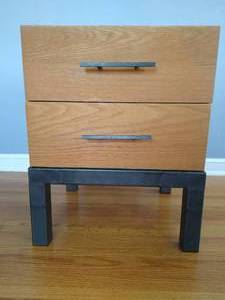 Two Drawer Nightstand with Metal Legs