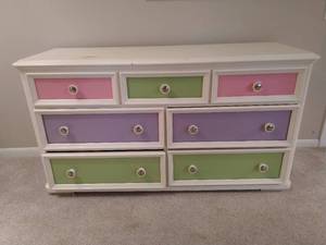 White Nine Drawer Lowboy Dresser