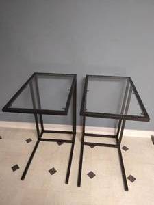 Two Glass Insert End Tables