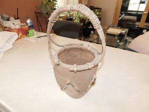 lot 23 image: Stone Basket with Wood Handle