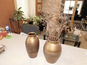 lot 35 image: 2 Horizon Copper Colored Pottery Vases