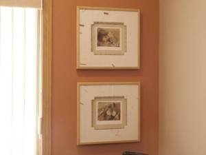 lot 59 image: 2 Framed Apple & Pear Pictures by Hoye Home Furnishings