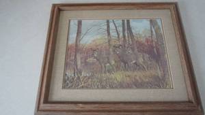 lot 85 image: Wood Framed Deer Picture