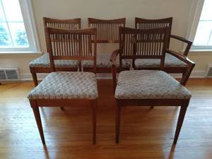 lot 127 image: Five Walnut Dining Chairs