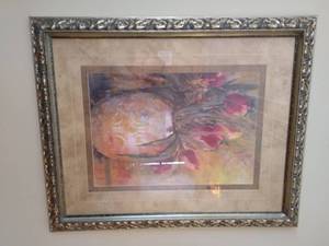 lot 143 image: Large Framed Flower Artwork