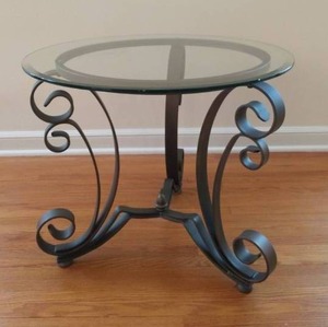 lot 153 image: Pair Of Glass Top Metal End tables