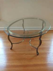 lot 154 image: Glass Top Metal Coffee Table
