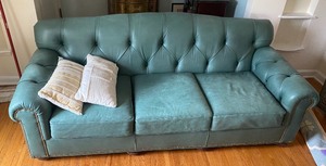 lot 150 image: Tufted Leather Chesterfield Style Sofa