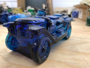blue cologne bottle
