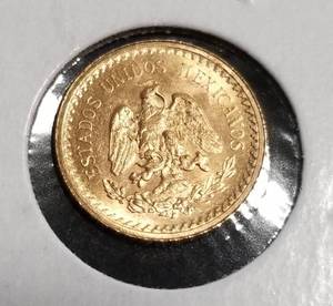1945 MEXICO 2 12 PESO GOLD PIECE UNC.
