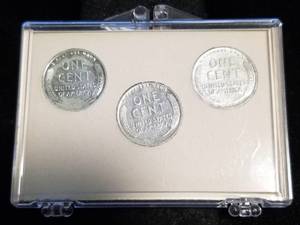 SET OF 3 US WWII WARTIME STEEL CENTS P-D-S