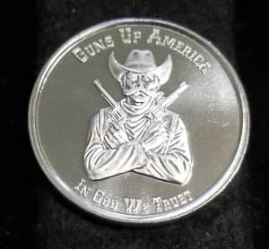 1 TROY OZ. .999 FINE SILVER 2nd AMENDMENT GUNS UP AMERICA 2x12oz CRACKER
