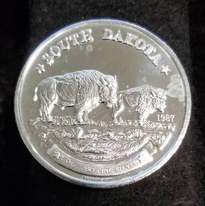 1 TROY OZ. .999 FINE SILVER SOUTH DAKOTA 1889-1989