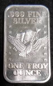 1 TROY OZ. .999 FINE SILVER BAR US ASSAY OFFICE SAN FRANCISCO