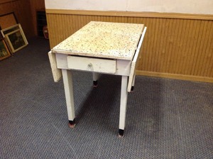 lot 15 image: Vintage Table with Fold Down Sides & Drawer