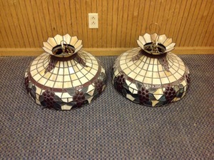 lot 105 image: Hanging Glass Light Fixtures