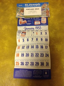lot 117 image: 1953 Portland Drug Calendar