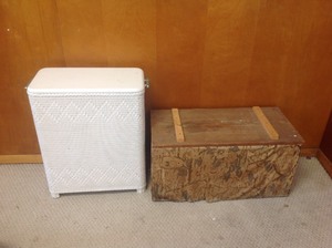 lot 169 image: Laundry Hamper & Wood Chest