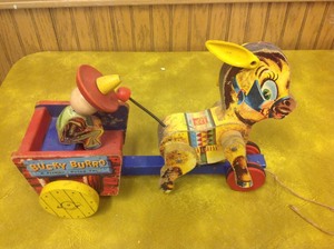 lot 177 image: Vintage Bucky Burro Pull Toy