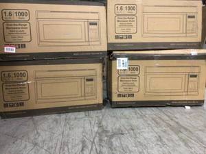 lot 25 image: Lot of 4 1.6 CU FT 100 Watts Over the Range Microwave Oven not used see pictures