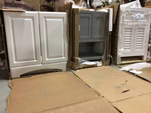 lot 29 image: Lot of assorted Vanity cabinets see pictures
