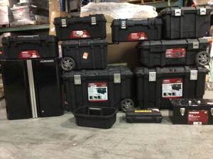 lot 30 image: Lot of assorted Husky Portable  Mobile Tool Boxes, cabinets various conditions some missing pieces see pictures