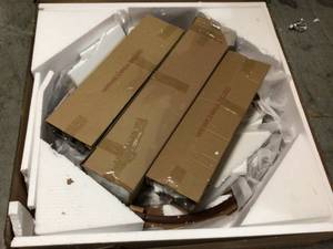 lot 35 image: Stylewell Walnut Finish Round Dining Table for 4 (41.7 in. L x 29 in. H) not used