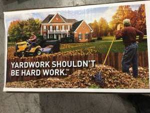 lot 39 image: AllfitHD 50 in. 26 cu. ft. Lawn Sweeper not used see pictures