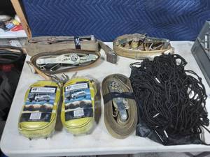 Lot Of 2 Ratchet Straps & Large Bungee Cargo Net