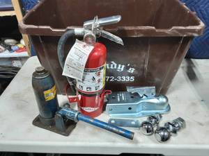 2 Trailer Coupler, Hitch Balls, Bottle Jack, Fire Extinguisher