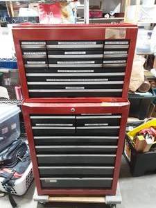2-Piece Craftsman Tool Chest (No Lid Does Not Include Dolly) 27x18x35 Lower, 26x16x18 Lower