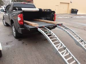 Pair Of Folding Ramps For Loading Garden Tractor Or  With Receiver Hitch Extend-A-Truck Contents To Prevent Slipping
