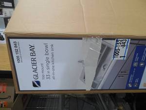 lot 17 image: Stainless Steel 33 in. 2-Hole Single Bowl Drop-in Kitchen Sink