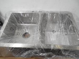 lot 18 image: Avenue Drop-inUndermount Stainless Steel 33 in. 5050 Double Bowl Kitchen Sink with Bottom Grid