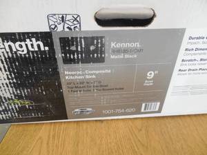 lot 19 image: Kennon Dual Mount Neoroc Granite Composite 33 in. 1-Hole Double Bowl Kitchen Sink in Matte Black by KOHLER
