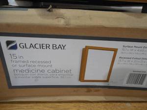 lot 128 image: 15-18 in. W x 19-14 in. H Framed Recessed or Surface-Mount Bathroom Medicine Cabinet in Oak
