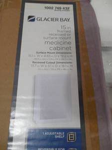 lot 129 image: 15-18 in. W x 19-14 in. H Framed Recessed or Surface-Mount Bathroom Medicine Cabinet in White