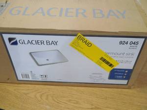 lot 132 image: Rectangle Undermounted Bathroom Sink in White