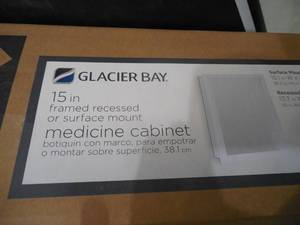 lot 133 image: 15-18 in. W x 19-14 in. H Framed Recessed or Surface-Mount Bathroom Medicine Cabinet in White