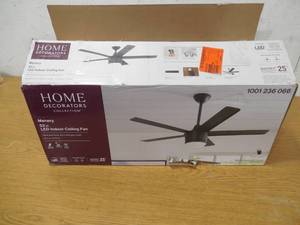 lot 142 image: Merwry 52 in. Integrated LED Indoor Matte Black Ceiling Fan with Light Kit and Remote Control