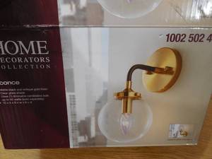 lot 145 image: 1-Light Matte Black and Antique Gold Wall Sconce