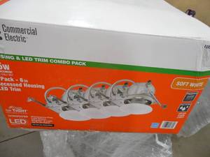 lot 150 image: 6 in. White Integrated LED Recessed Trim Kit (4-Pack)
