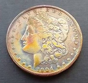 1904 Morgan Dollar - LOW Mintage & Rainbow Toning on Obverse