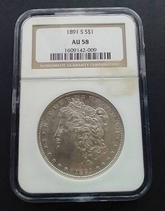 1891-S Morgan Dollar - AU58 - Low Mintage