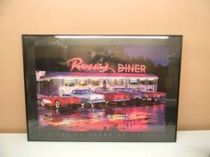 ROSIES DINER VISIONS OF ROADSIDE AMERICA - PROFESSIONALLY FRAMED - GREAT PIECE - APPROX 34 BY 24 - SEE PICTURES